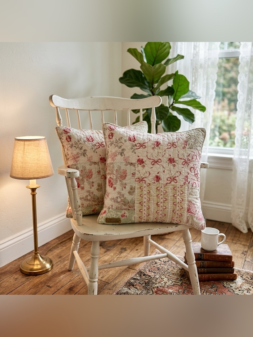 Pine Cone Hill Shabby Chic Floral Patchwork Quilted Pillow Shams - Set of 2